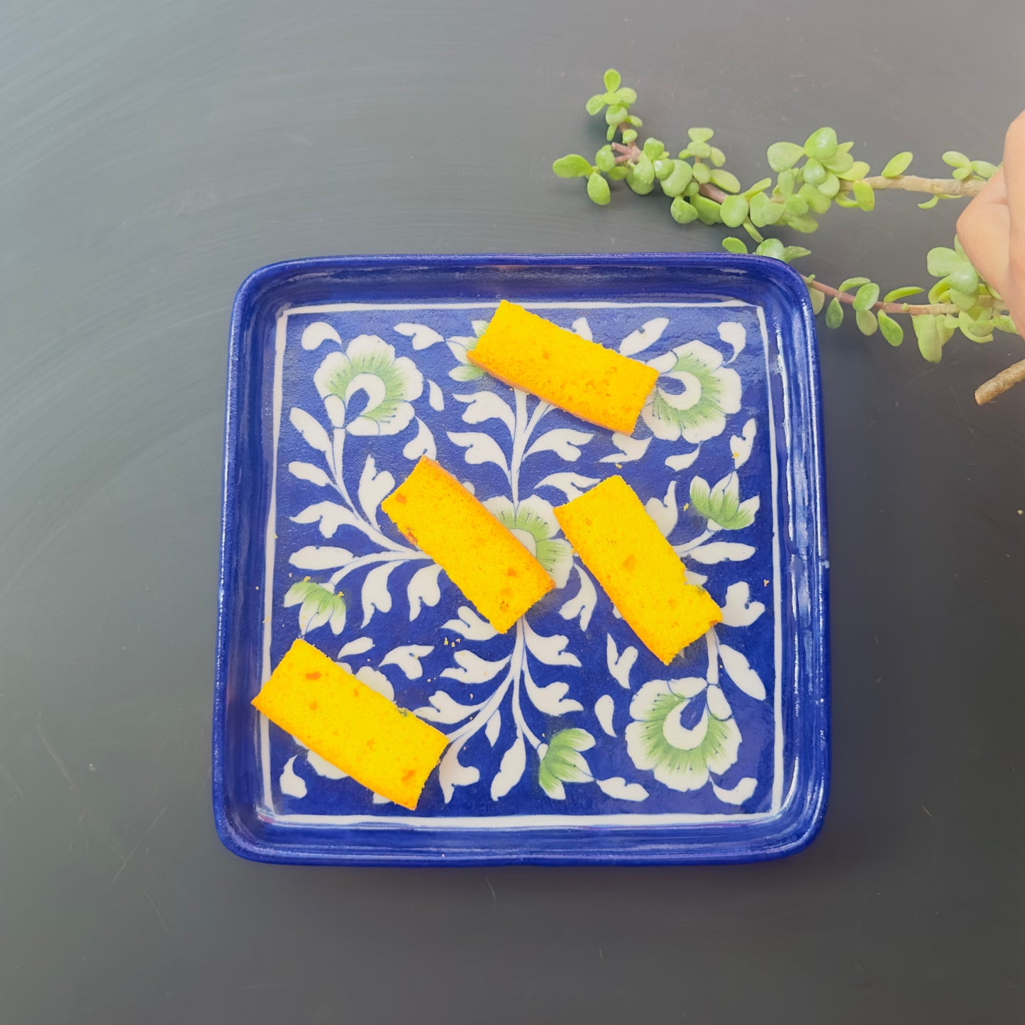 Blue Pottery Square Tray