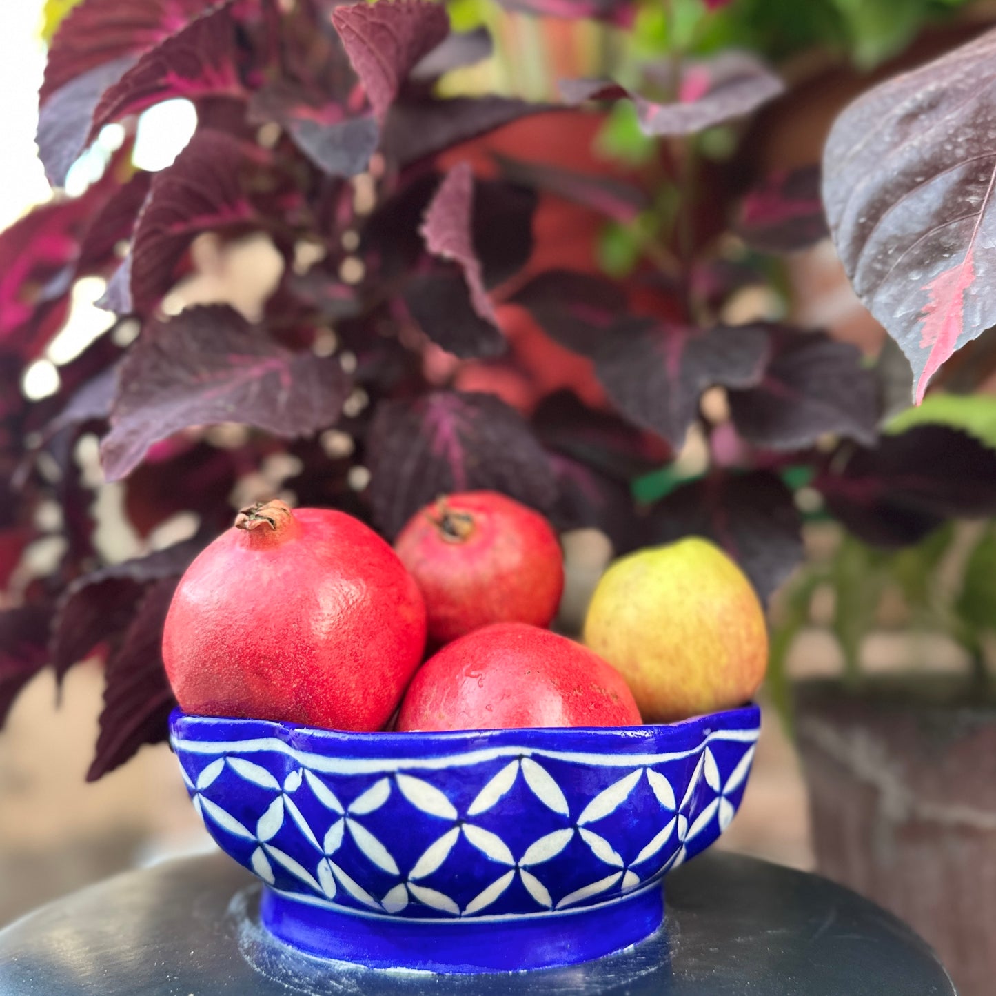 Blue Pottery Fruit Bowl