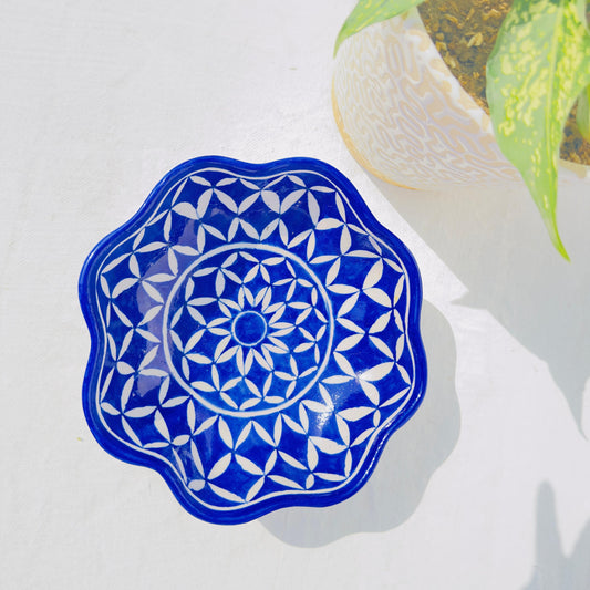 Blue Pottery Fruit Bowl